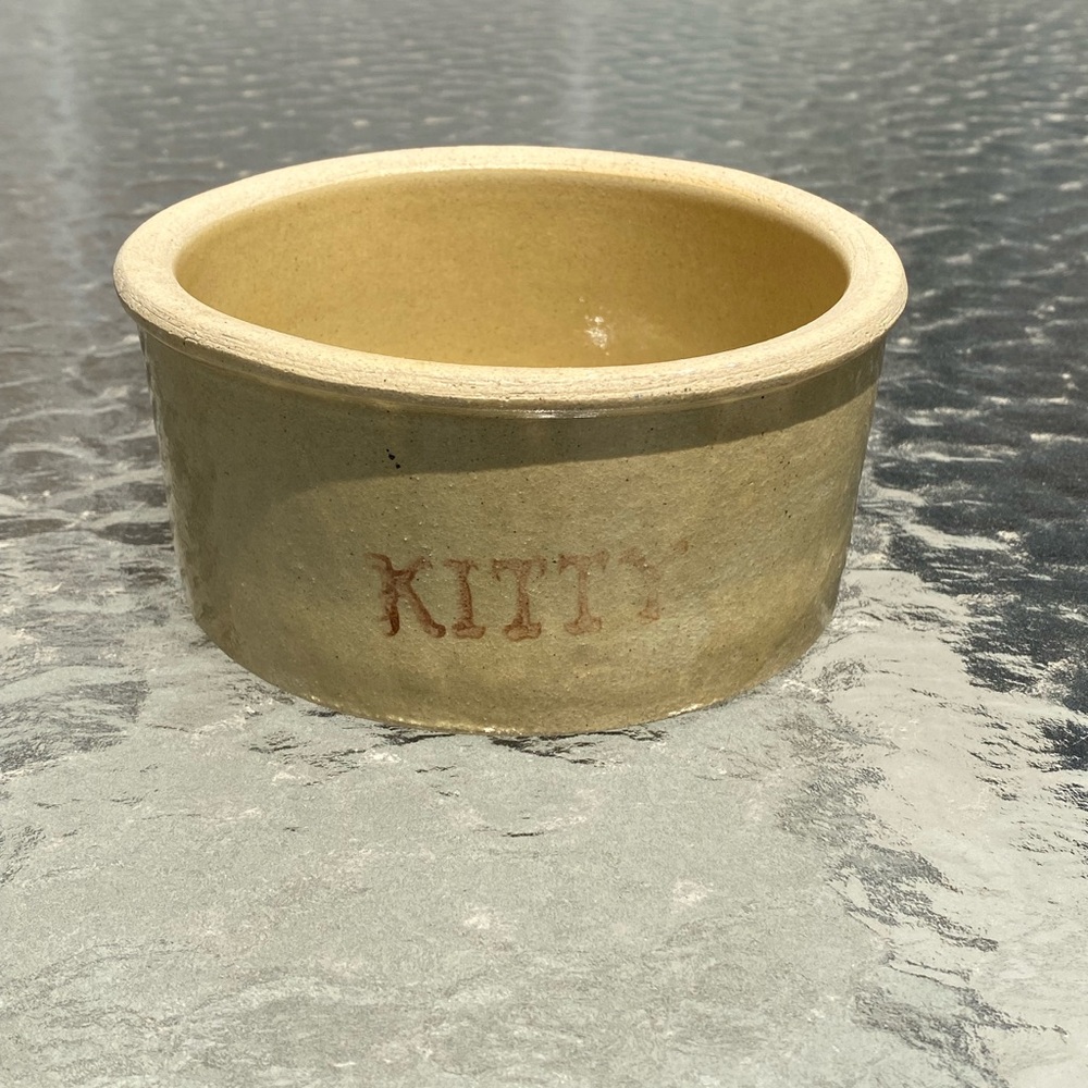 Vintage Ceramic Kitty Pet Bowl, Roseville Pottery Company